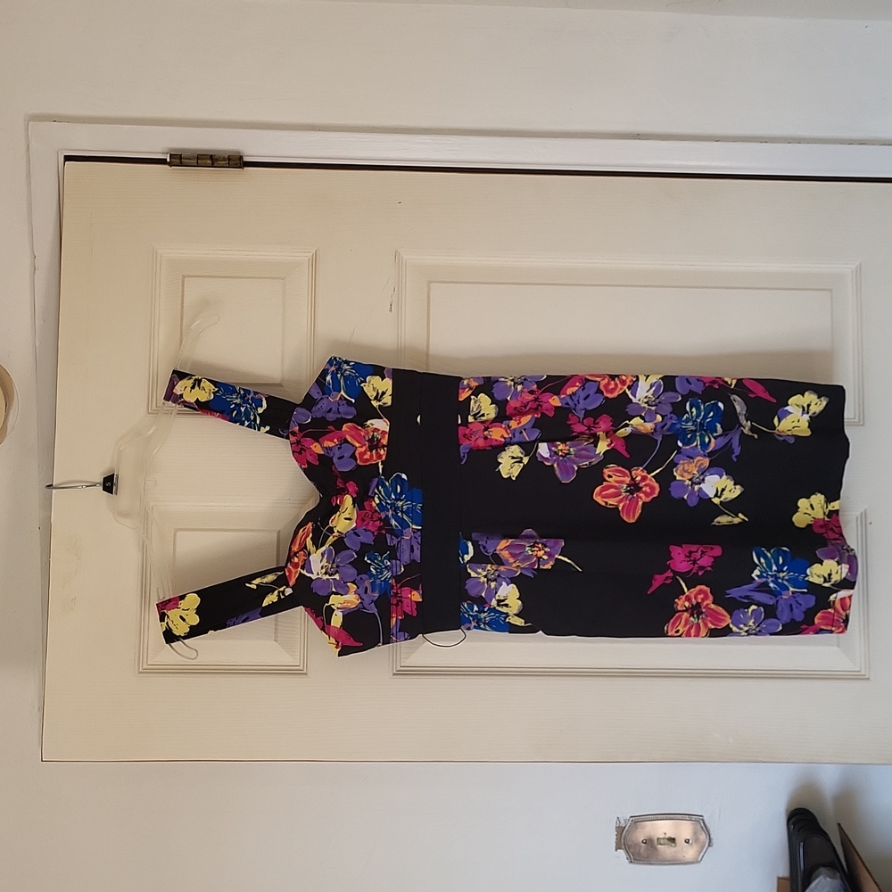 Black and Bright Floral Candie's Cocktail Dress